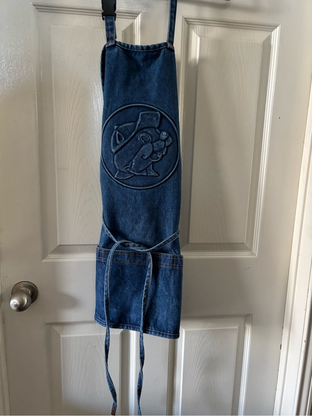 Bucees Denim Bib Apron with Embossed Logo - Blue